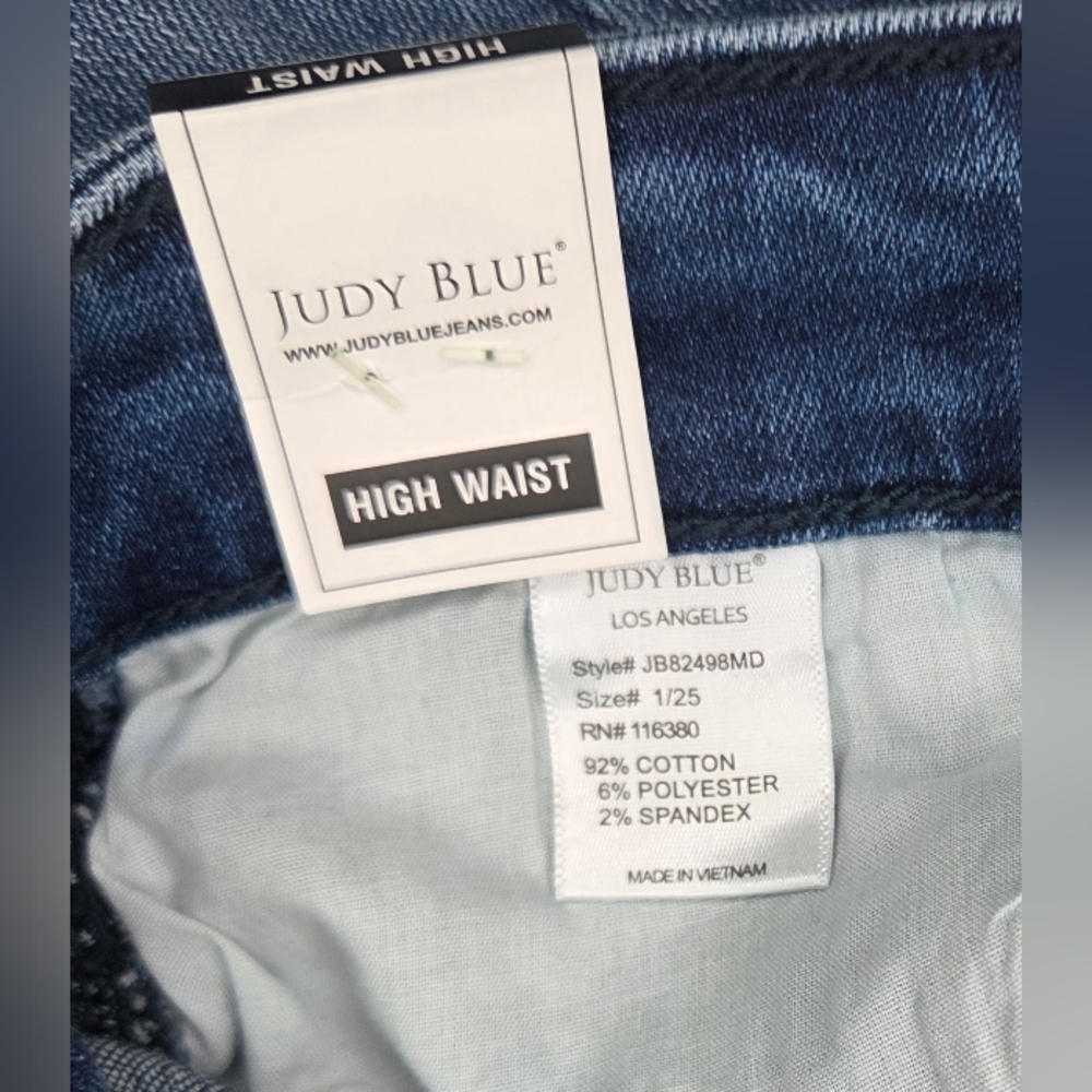New Judy Blue High Waist Straight Leg Jeans Size 1/25 Distressed Raw Hem - Picture 7 of 11